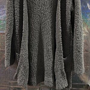 Cozy Gray Popcorn Knit Open Front Cardigan w/ Pockets XL